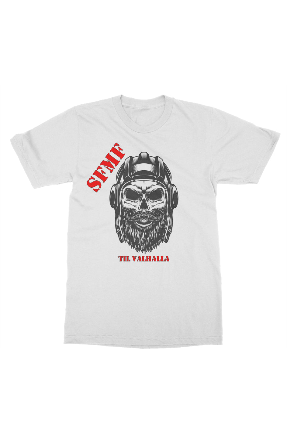 T-Shirt: Skull, Til Valhalla - White