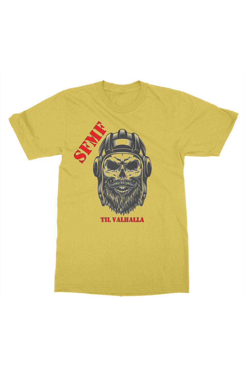 T-Shirt: Skull, Til Valhalla - Yellow