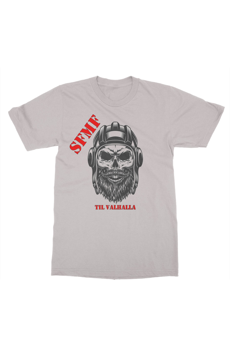 T-Shirt: Skull, Til Valhalla - Grey