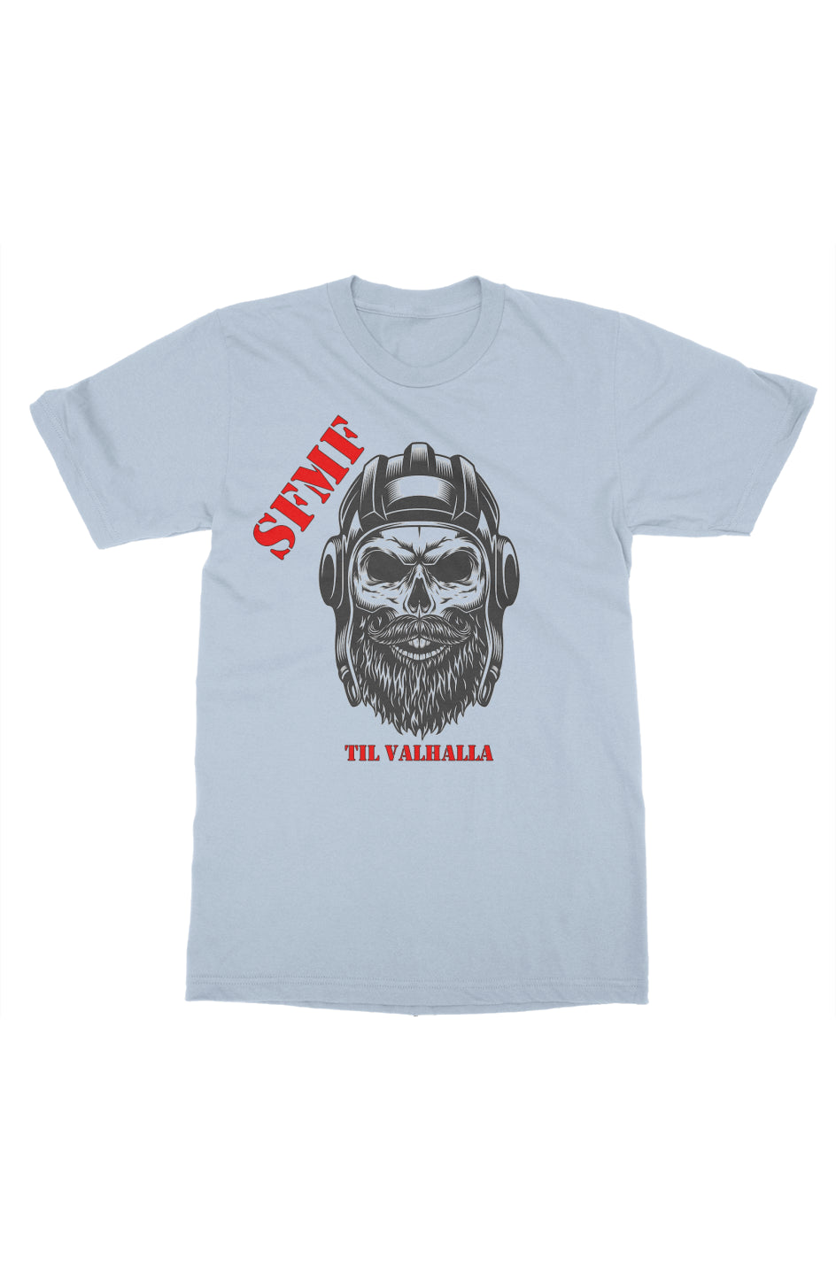 T-Shirt: Skull, Til Valhalla - Light Blue