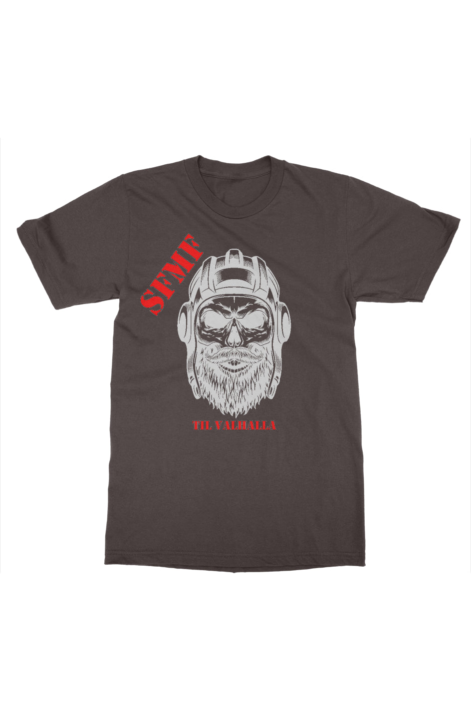 T-Shirt: Skull, Til Valhalla - Dark Brown